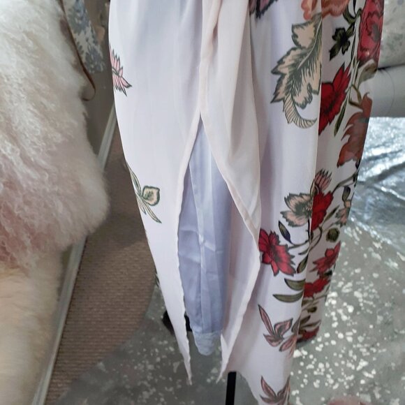 Vince Camuto soft blush pink floral flowy long tunic top, S - Picture 13 of 15